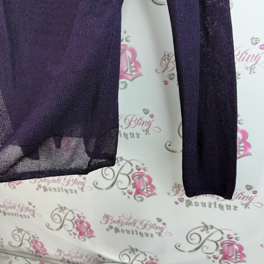 The work connection, cardigan, button up, Women's Deep Purple V-Neck Blouse